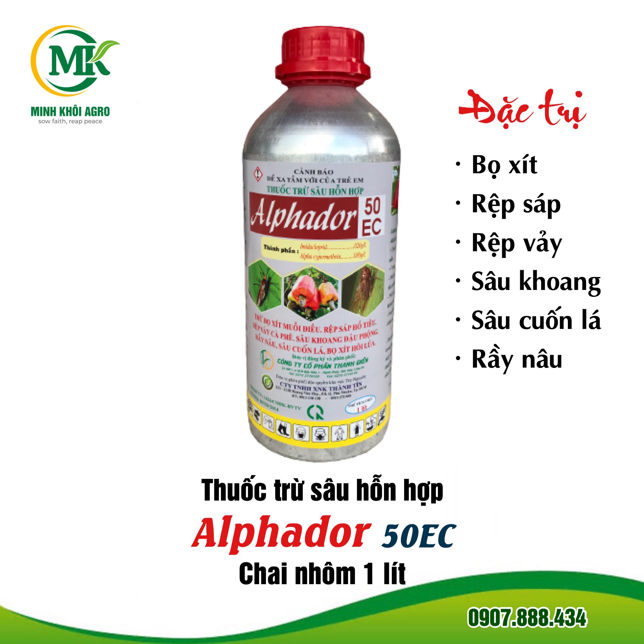 Thuốc trừ sâu Alphador 50EC - Chai nhôm 1 lít